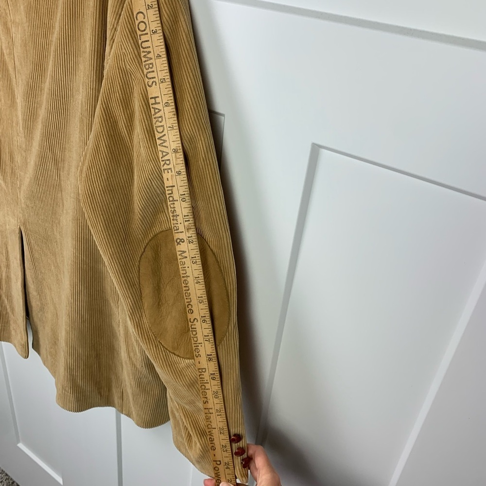 Vintage Garrison Park Corduroy Blazer Mens 50 Elbow Patch Beige Teacher Academia - Picture 8 of 11